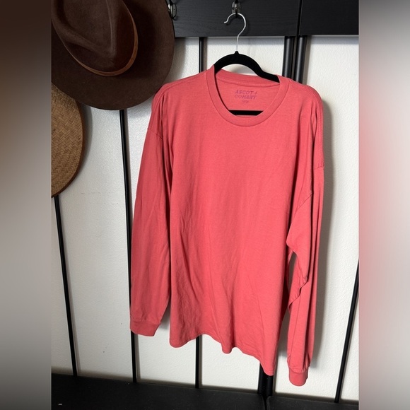 Ascot & Hart red oversized cotton baggy boyfriend long sleeve T-shirt tee shirt - Picture 1 of 5